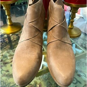 Eileen Fisher Dream Woven Ankle Bootie Womens Tan Suede Leather Never Worn